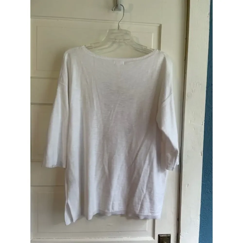 Cabana Bay Size XL White 100% Cotton 1/2 Sleeve Sweater w/ Pink Flamingo Theme‎ - Picture 3 of 5